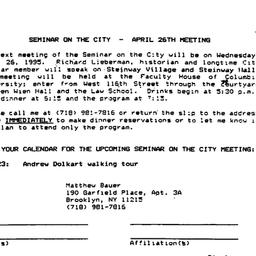 Announcements, 1995-04-26. ...