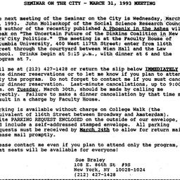 Announcements, 1993-03-31. ...