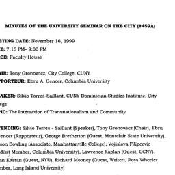 Minutes, 1999-11-16. The Ci...