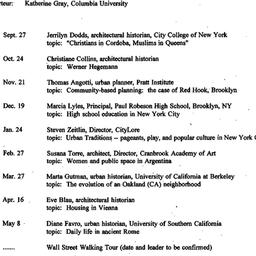 Schedules, The City, semina...