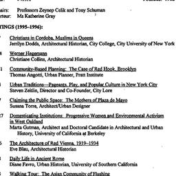Schedules, The City, semina...