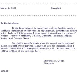 Announcements, 1967-03-01. ...