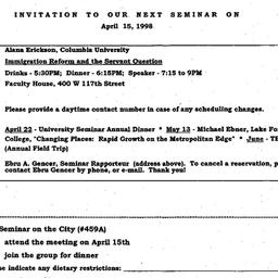 Announcements, 1998-04-15. ...