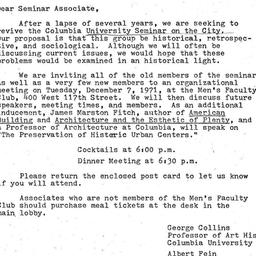 Announcements, 1971-11-08. ...