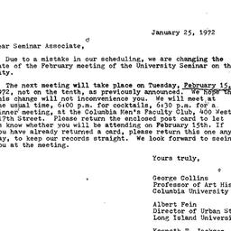 Announcements, 1972-01-25. ...