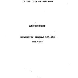 Announcements, The City, se...