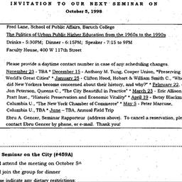Announcements, 1998-10-05. ...