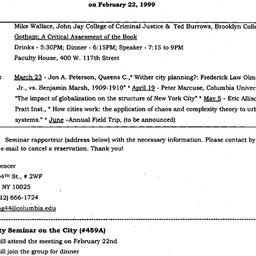Announcements, 1999-02-22. ...