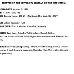Minutes, 1998-10-05. The Ci...