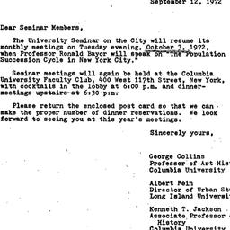 Announcements, 1972-09-12. ...