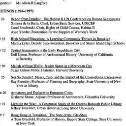 Schedules, The City, semina...