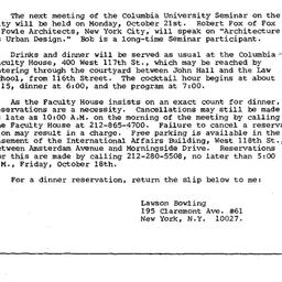 Announcements, 1985-10-21. ...