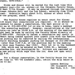 Announcements, 1986-05-14. ...