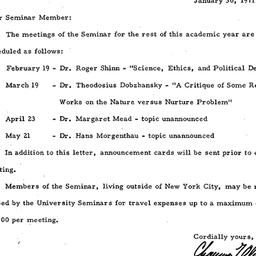 Announcements, 1971-01-30. ...