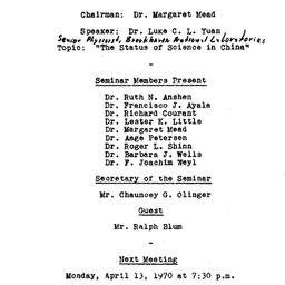 Minutes, 1970-03-09. The Na...