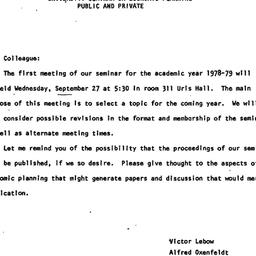 Announcements, 1978-09-27. ...