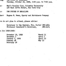 Announcements, 1968-10-22. ...