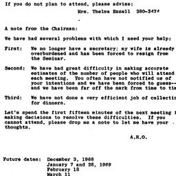 Announcements, 1968-11-19. ...