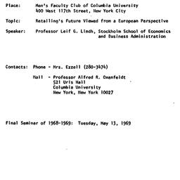 Announcements, 1969-04-22. ...