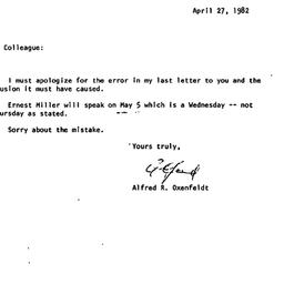 Announcements, 1982-04-27. ...