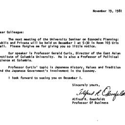Announcements, 1981-11-19. ...