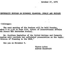 Announcements, 1976-10-27. ...