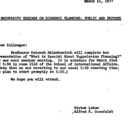 Announcements, 1977-03-15. ...