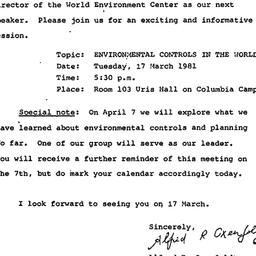 Announcements, 1981-03-05. ...
