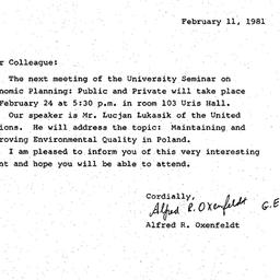 Announcements, 1981-02-11. ...