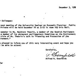 Announcements, 1980-12-03. ...