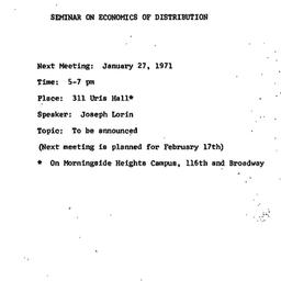 Announcements, 1971-01-27. ...