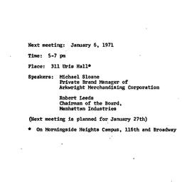 Announcements, 1971-01-06. ...