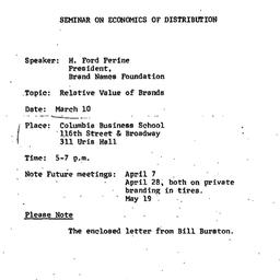 Announcements, 1971-03-10. ...
