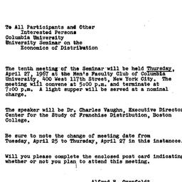 Announcements, 1967-04-19. ...