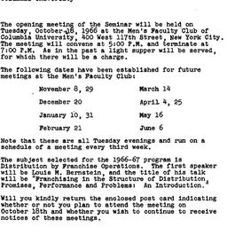 Announcements, 1966-10-03. ...