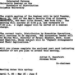 Announcements, 1967-03-03. ...