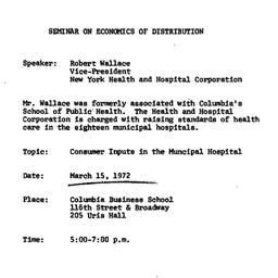 Announcements, 1972-03-15. ...