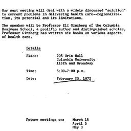 Announcements, 1972-02-23. ...