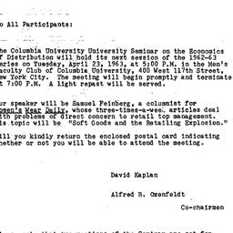 Announcements, 1963-04-12. ...