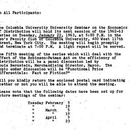 Announcements, 1963-01-11. ...