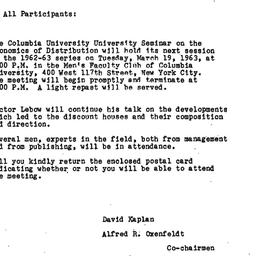 Announcements, 1963-03-08. ...