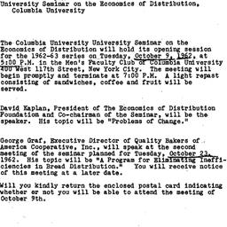 Announcements, 1962-10-01. ...
