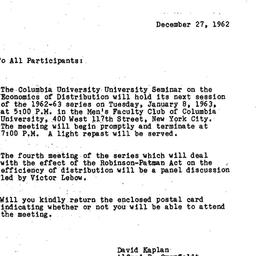 Announcements, 1962-12-27. ...
