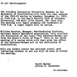 Announcements, 1962-11-28. ...