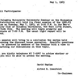 Announcements, 1963-05-01. ...