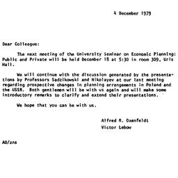 Announcements, 1979-12-04. ...