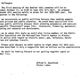 Announcements, 1979-09-20. ...