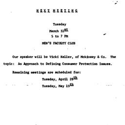 Announcements, 1970-03-31. ...
