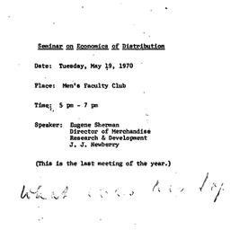 Announcements, 1970-05-19. ...