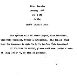 Announcements, 1970-01-06. ...